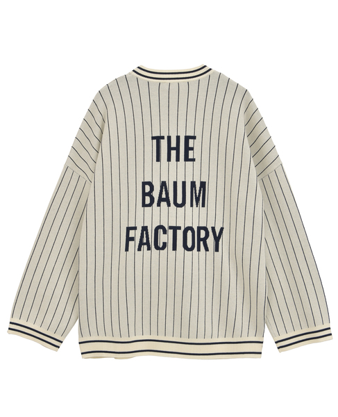 【BAUM UND PFERDGARTEN/バウムウンドヘルガーテン】ストライプライン・Vネックカーディガン 詳細画像 アイボリー 2