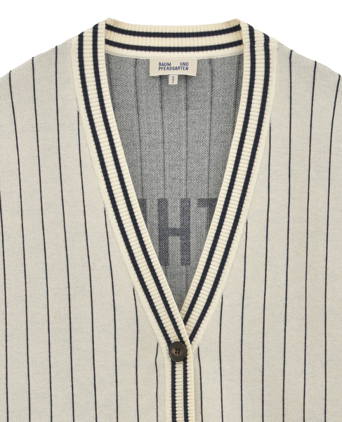 【BAUM UND PFERDGARTEN/バウムウンドヘルガーテン】ストライプライン・Vネックカーディガン 詳細画像 アイボリー 3