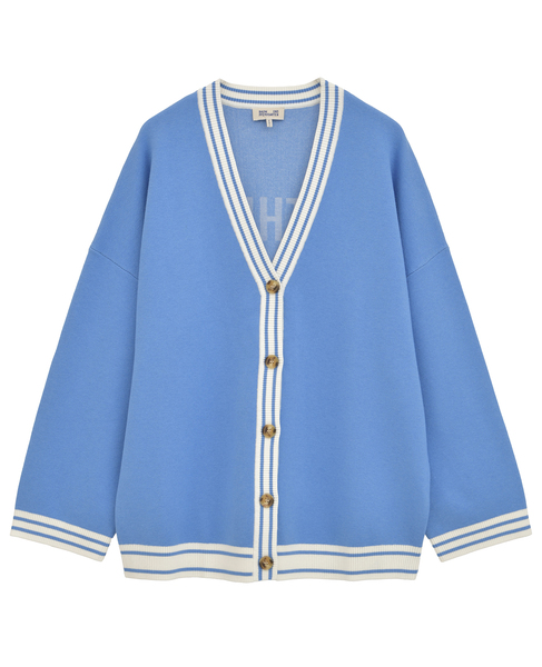 【BAUM UND PFERDGARTEN/バウムウンドヘルガーテン】ストライプライン・Vネックカーディガン 詳細画像 ブルー 1