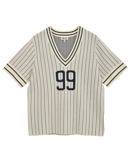 【BAUM UND PFERDGARTEN/バウムウンドヘルガーテン】ナンバリングデザイン・ストライプニットトップス