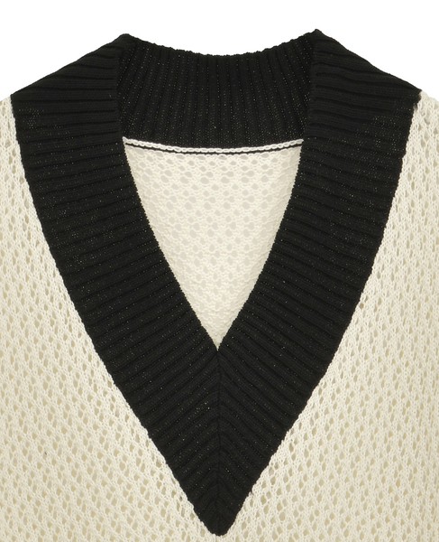 【EZUMI/エズミ】Cotton V-neck knit  詳細画像 アイボリー 3