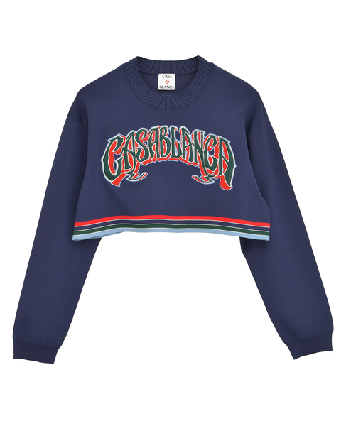 【Casablanca/カサブランカ】ロゴグラフィック・クロップドスウェット 詳細画像 ネイビー 1