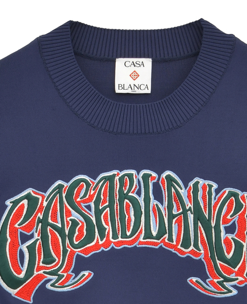 【Casablanca/カサブランカ】ロゴグラフィック・クロップドスウェット 詳細画像 ネイビー 3