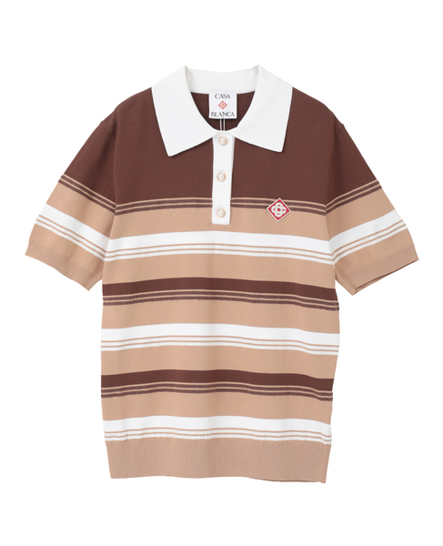 【Casablanca/カサブランカ】Stripe Polo Shirt 詳細画像 ブラウン 1
