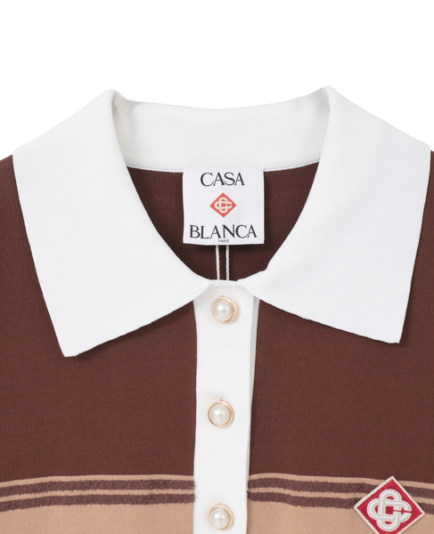 【Casablanca/カサブランカ】Stripe Polo Shirt 詳細画像 ブラウン 3