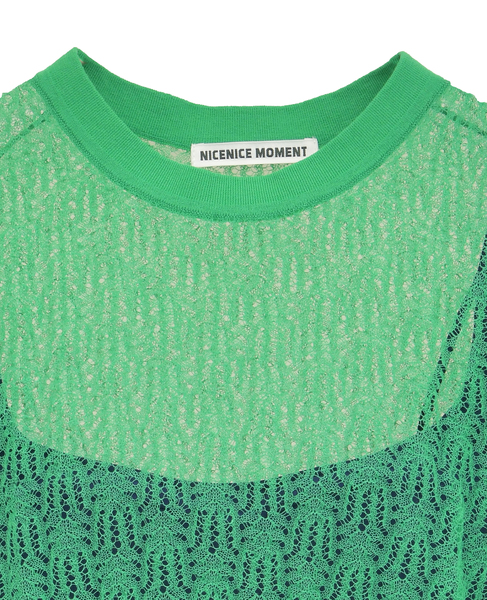 【NICENICE MOMENT/ナイスナイスモーメント】レースニットトップ 詳細画像 グリーン 3