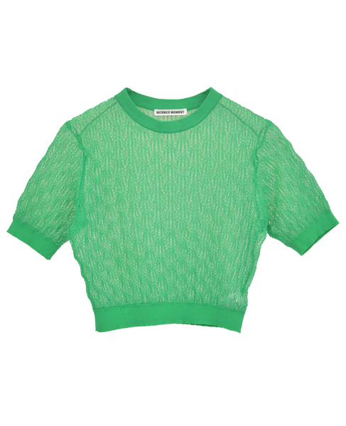 【NICENICE MOMENT/ナイスナイスモーメント】レースニットトップ 詳細画像 グリーン 7