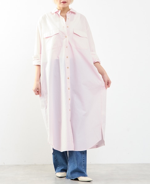 【A_/エース】こなれ感ロングシャツワンピース 詳細画像 ピンク 2