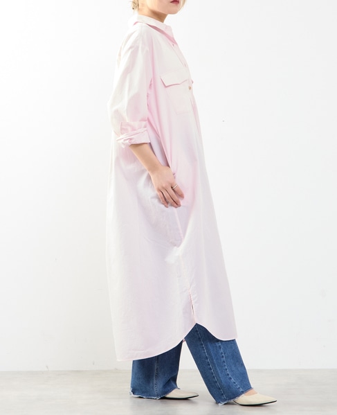 【A_/エース】こなれ感ロングシャツワンピース 詳細画像 ピンク 6