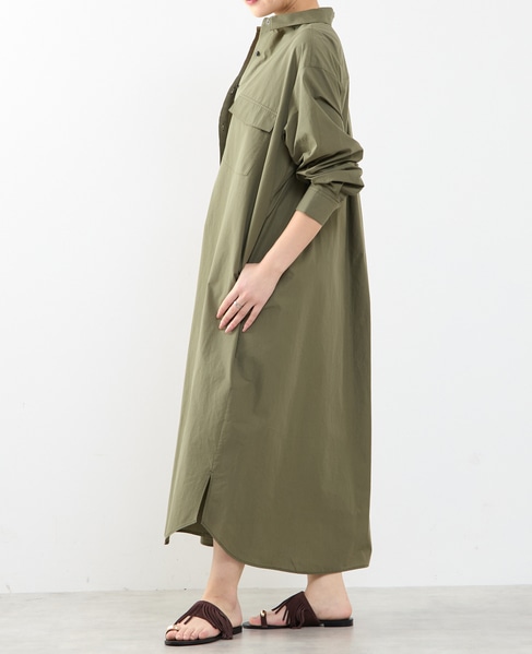 【A_/エース】こなれ感ロングシャツワンピース 詳細画像 カーキ 4