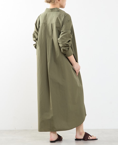 【A_/エース】こなれ感ロングシャツワンピース 詳細画像 カーキ 5