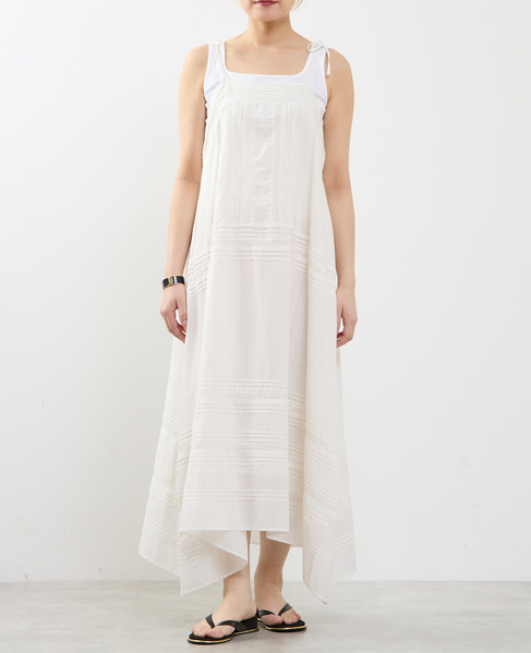 ピンタックレース キャミワンピース 詳細画像 ホワイト 1