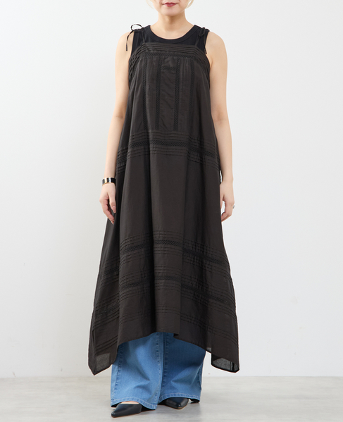 ピンタックレース キャミワンピース 詳細画像 ブラック 1