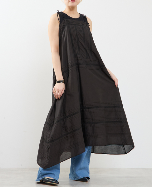 ピンタックレース キャミワンピース 詳細画像 ブラック 2