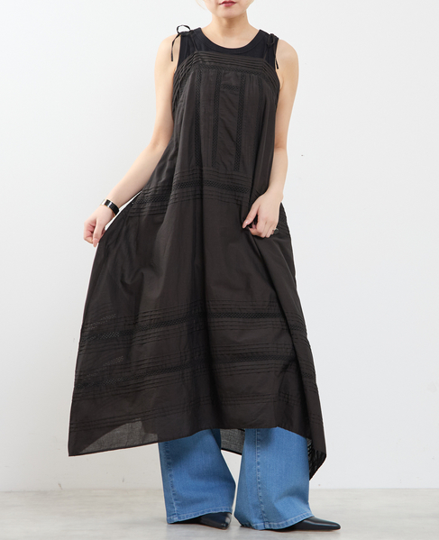 ピンタックレース キャミワンピース 詳細画像 ブラック 6