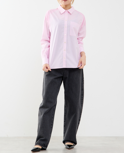 コットン先染めストライプMIXシャツ 詳細画像 ピンク 4