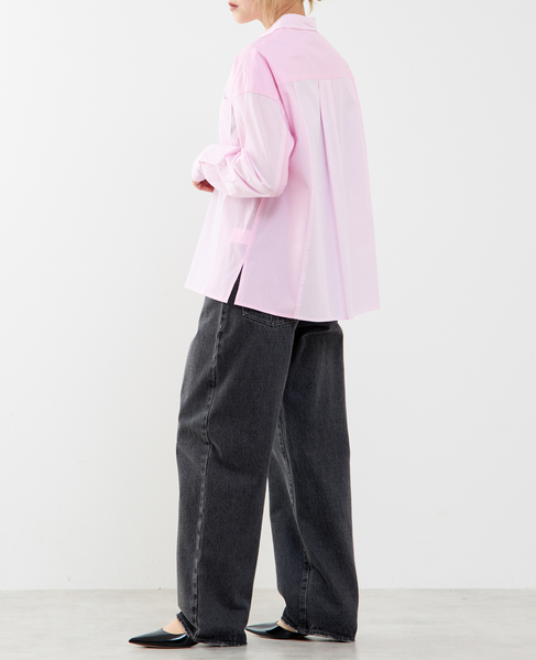 コットン先染めストライプMIXシャツ 詳細画像 ピンク 6