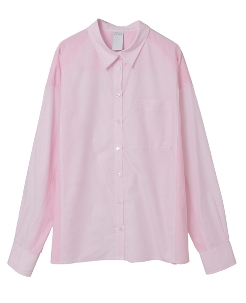 コットン先染めストライプMIXシャツ 詳細画像 ピンク 8