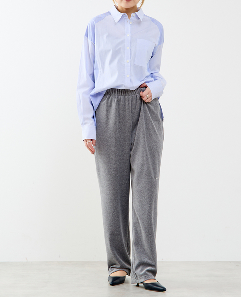 コットン先染めストライプMIXシャツ 詳細画像 ブルー 4