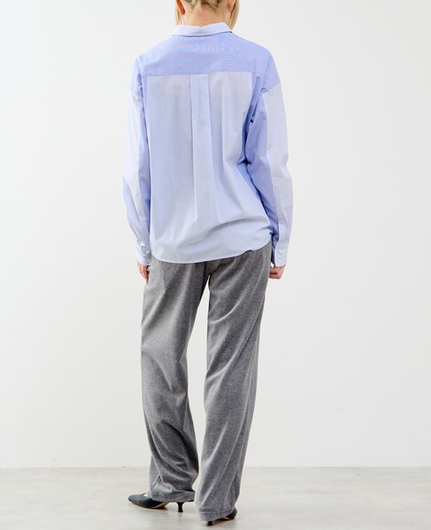 コットン先染めストライプMIXシャツ 詳細画像 ブルー 6