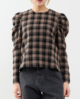 【A_/エース】ウールチェックブラウス