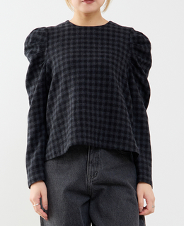 【A_/エース】ウールチェックブラウス