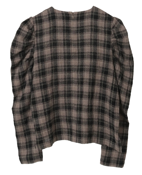 【A_/エース】ウールチェックブラウス 詳細画像 ブラウン系その他 10