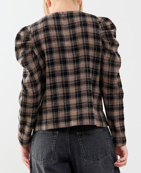 【A_/エース】ウールチェックブラウス 詳細画像 ブラウン系その他 3