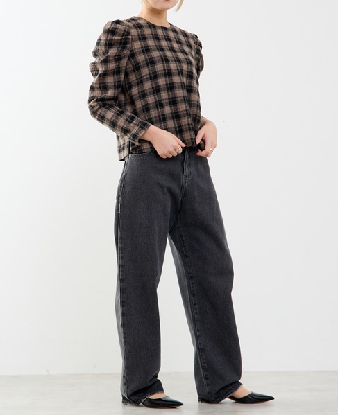 【A_/エース】ウールチェックブラウス 詳細画像 ブラウン系その他 5