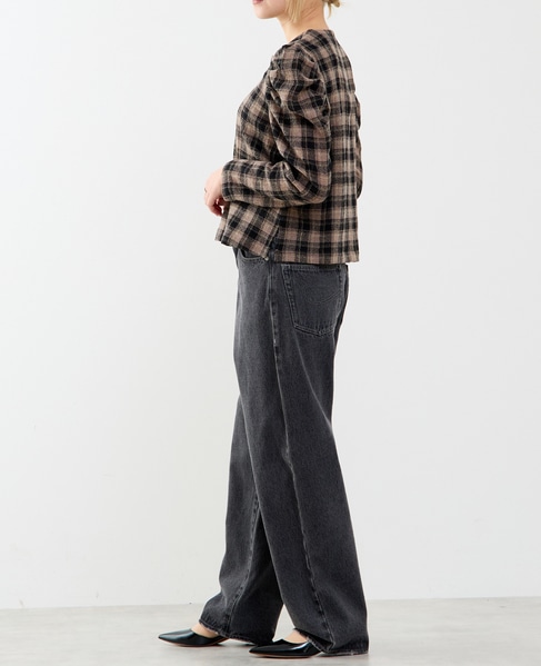 【A_/エース】ウールチェックブラウス 詳細画像 ブラウン系その他 7