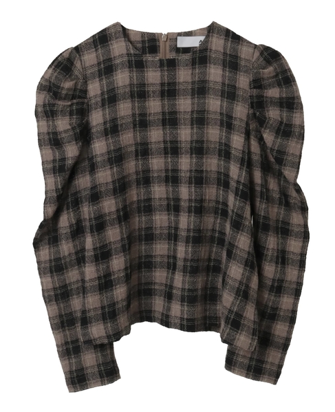 【A_/エース】ウールチェックブラウス 詳細画像 ブラウン系その他 9