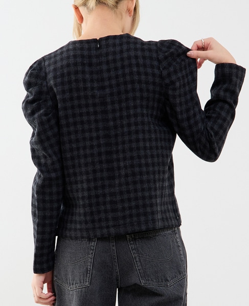 【A_/エース】ウールチェックブラウス 詳細画像 ブラック 3