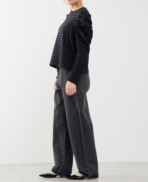 【A_/エース】ウールチェックブラウス 詳細画像 ブラック 5