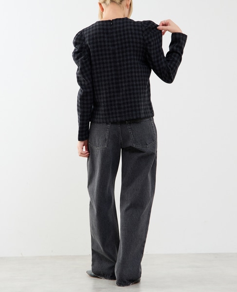 【A_/エース】ウールチェックブラウス 詳細画像 ブラック 6