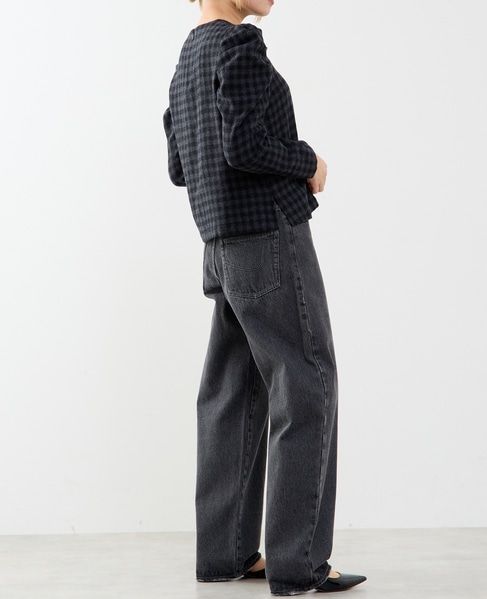 【A_/エース】ウールチェックブラウス 詳細画像 ブラック 7