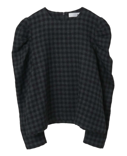 【A_/エース】ウールチェックブラウス 詳細画像 ブラック 8