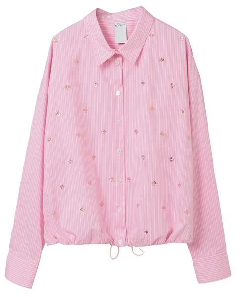 ビジュー付裾ドローストリングブラウス 詳細画像 ピンク系その他 10