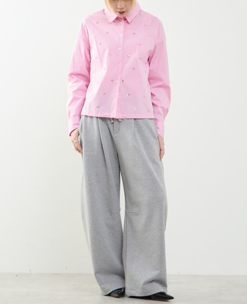 ビジュー付裾ドローストリングブラウス 詳細画像 ピンク系その他 4