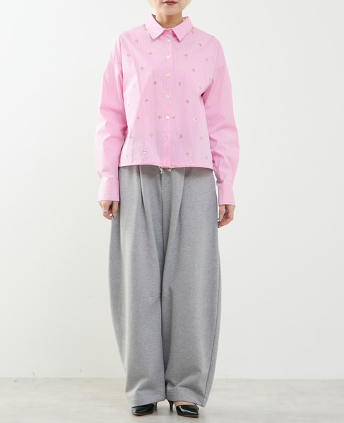 ビジュー付裾ドローストリングブラウス 詳細画像 ピンク系その他 5