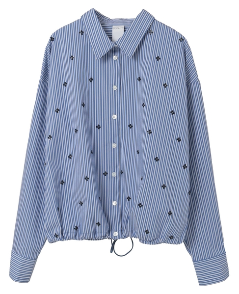 ビジュー付裾ドローストリングブラウス 詳細画像 ブルー系その他 11