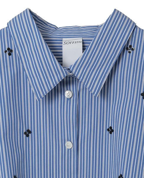 ビジュー付裾ドローストリングブラウス 詳細画像 ブルー系その他 13