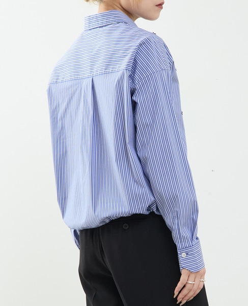 ビジュー付裾ドローストリングブラウス 詳細画像 ブルー系その他 2