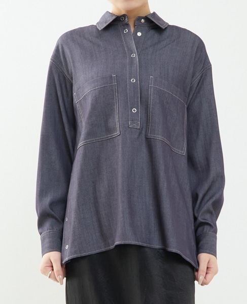 サイドスリットデニムシャツ 詳細画像 インディゴブルー 1