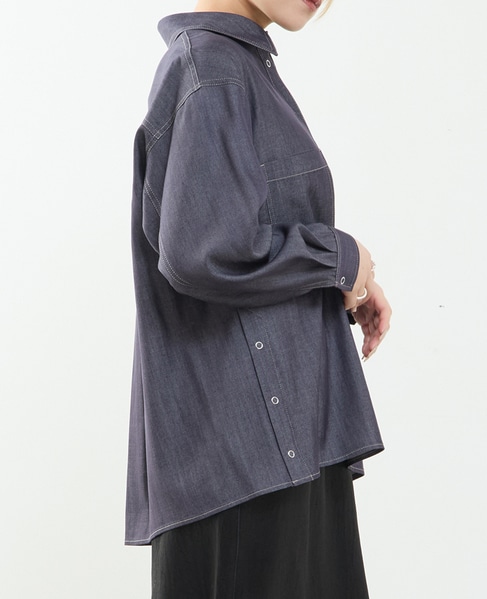 サイドスリットデニムシャツ 詳細画像 インディゴブルー 2