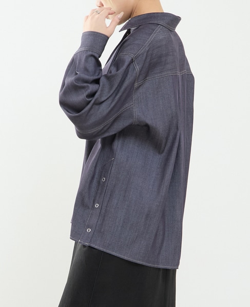 サイドスリットデニムシャツ 詳細画像 インディゴブルー 4