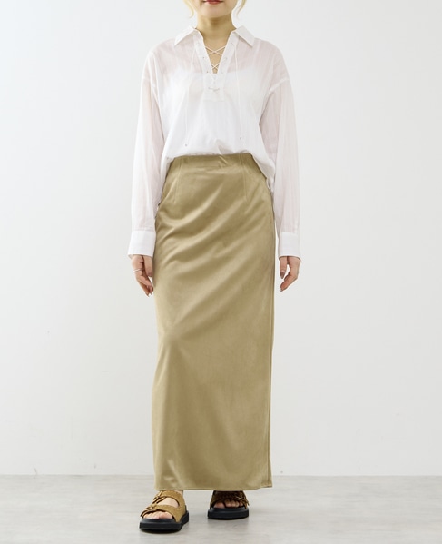 オーガニックコットンレースアップストライプブラウス 詳細画像 ホワイト 4