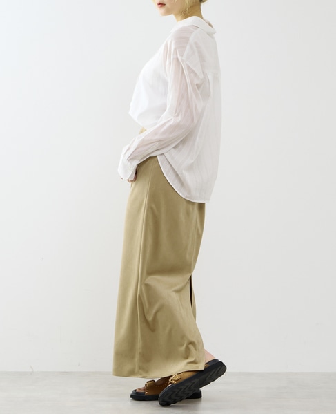 オーガニックコットンレースアップストライプブラウス 詳細画像 ホワイト 5