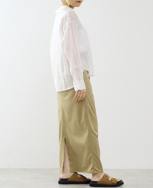 オーガニックコットンレースアップストライプブラウス 詳細画像 ホワイト 6