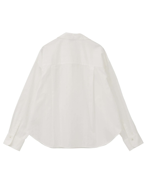 オーガニックコットンレースアップストライプブラウス 詳細画像 ホワイト 9