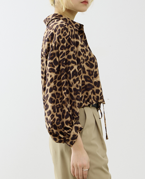 【A_/エース】オリジナルレオパード柄パフブラウス 詳細画像 ベージュ 2